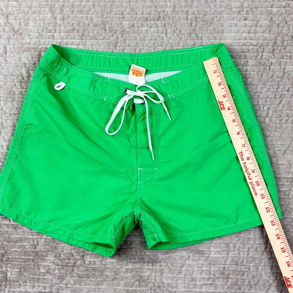 Sundek Mens Green Rainbow Stripe Board Shorts Swim Trunks Size 30 M502BDTA100